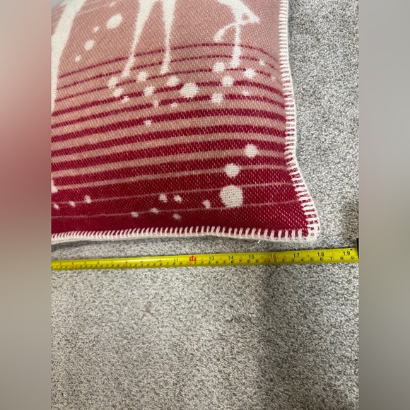 NWOT Barker Textiles Red & Ivory Cream Deer Wool Throw Pillow Christmas Winter - Picture 2 of 6